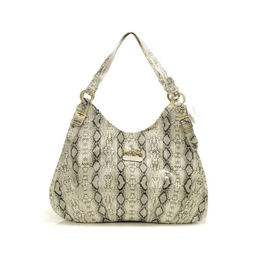 Coach Embossed Medium White Hobo DYF | Women - Click Image to Close